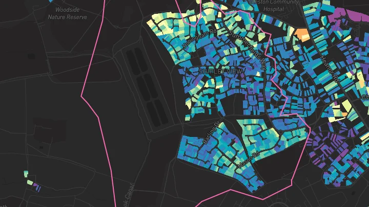 House price heatmap showing property values across Ilkeston