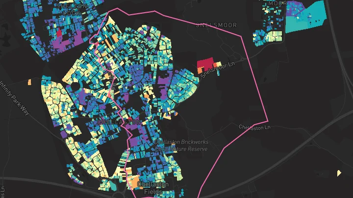 House price heatmap showing property values across Chellaston