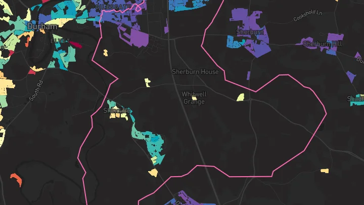 House price heatmap showing property values across Durham