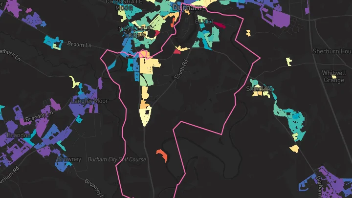 House price heatmap showing property values across Durham
