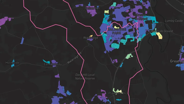 House price heatmap showing property values across Chester Le Street