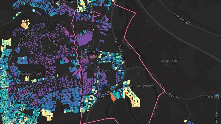 House price heatmap showing property values across Chester Le Street