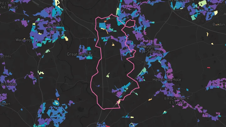 House price heatmap showing property values across West Rainton