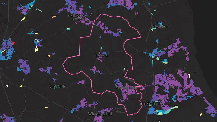 House price heatmap showing property values across Shotton Colliery