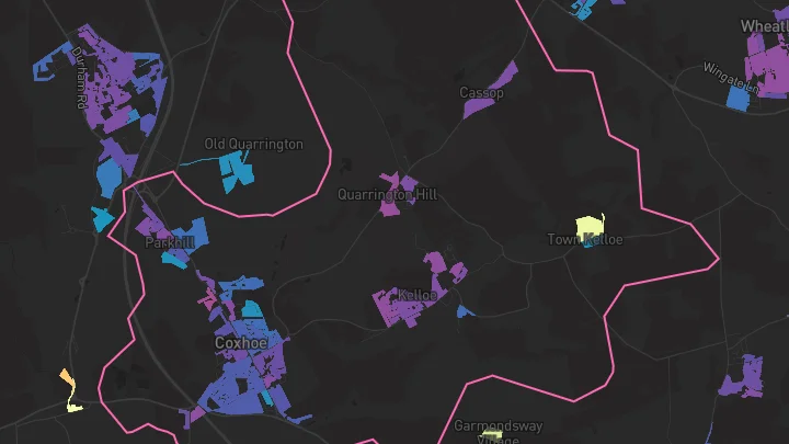 House price heatmap showing property values across Coxhoe