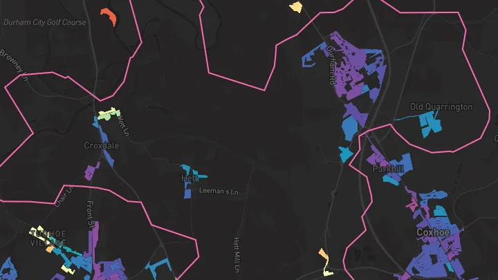 House price heatmap showing property values across Bowburn