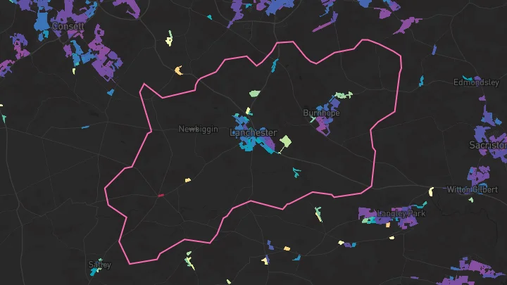 House price heatmap showing property values across Lanchester