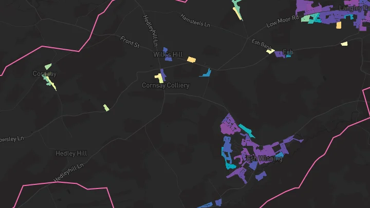 House price heatmap showing property values across Langley Park