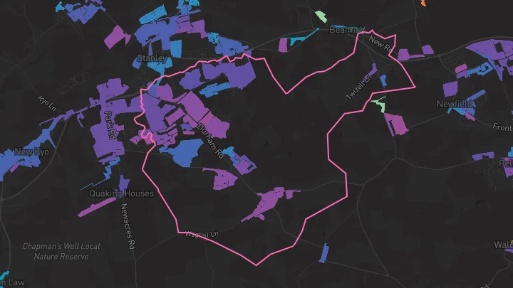 House price heatmap showing property values across Stanley