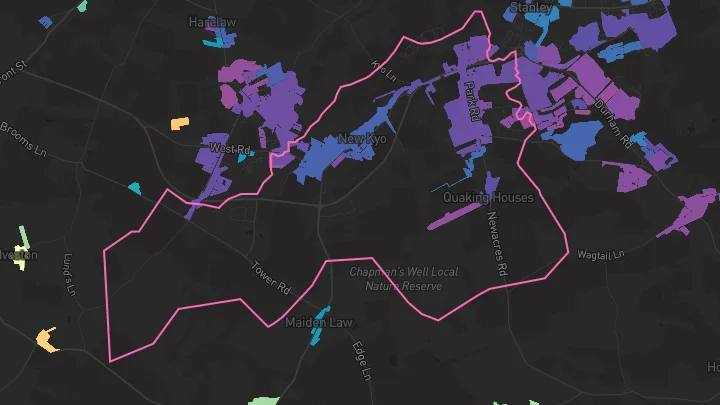 House price heatmap showing property values across Stanley