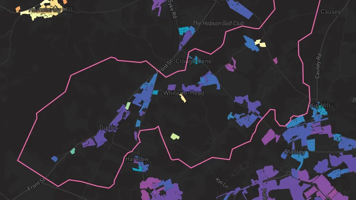 House price heatmap showing property values across Dipton