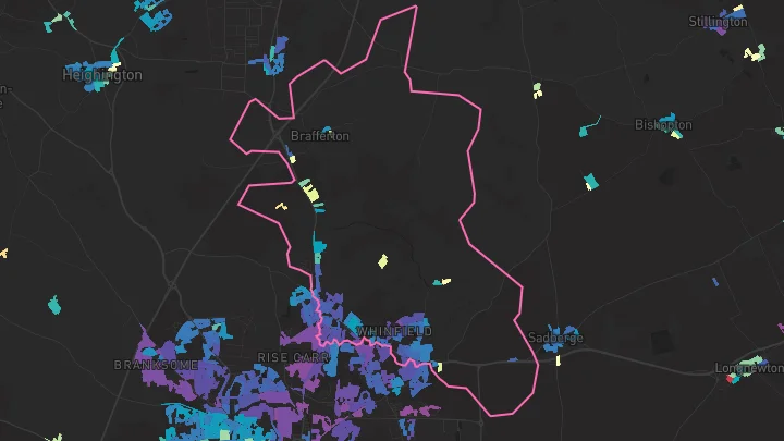 House price heatmap showing property values across Darlington
