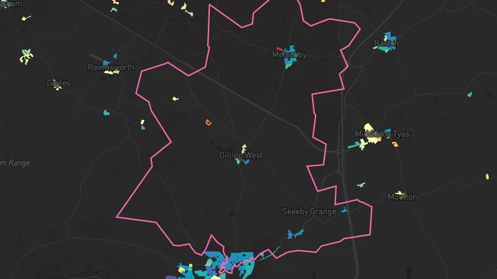 House price heatmap showing property values across Melsonby