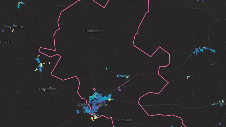 House price heatmap showing property values across Barnard Castle