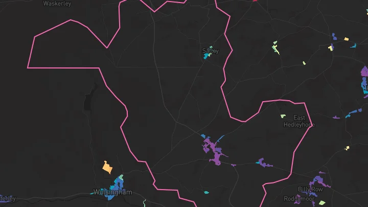House price heatmap showing property values across Tow Law