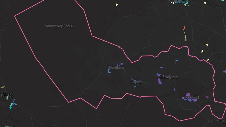 House price heatmap showing property values across Cockfield
