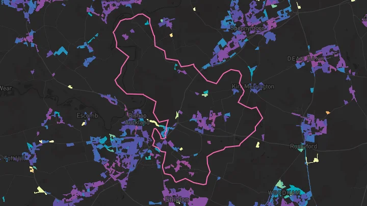 House price heatmap showing property values across Coundon