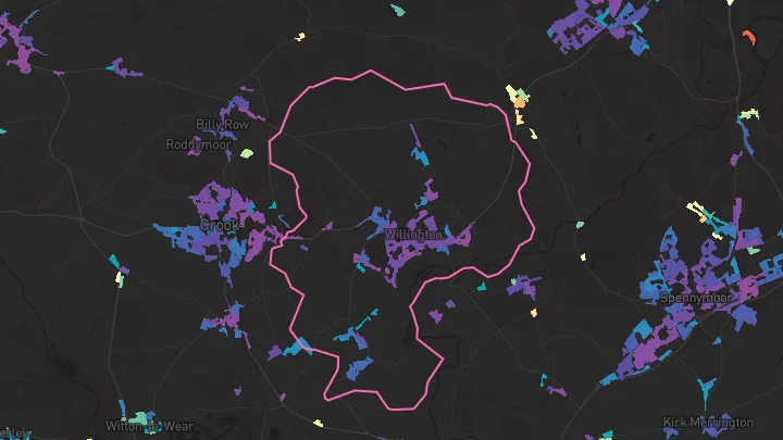 House price heatmap showing property values across Willington