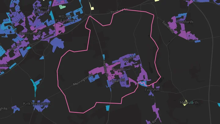 House price heatmap showing property values across Ferryhill