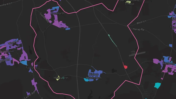 House price heatmap showing property values across West Cornforth