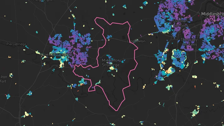 House price heatmap showing property values across Middleton St George
