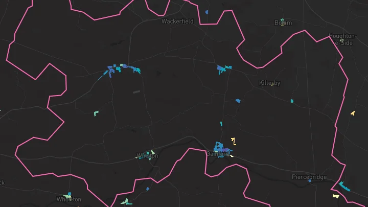 House price heatmap showing property values across Gainford