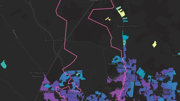 House price heatmap showing property values across Darlington