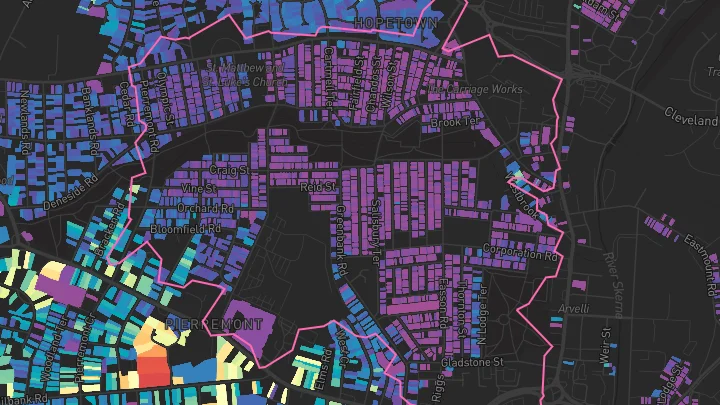 House price heatmap showing property values across Darlington