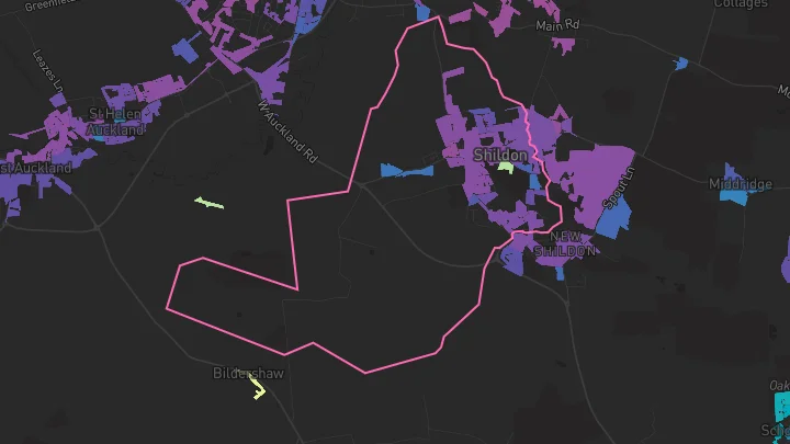 House price heatmap showing property values across Shildon