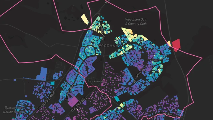 House price heatmap showing property values across Newton Aycliffe