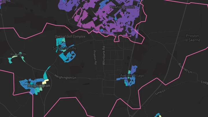 House price heatmap showing property values across School Aycliffe