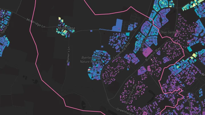 House price heatmap showing property values across Newton Aycliffe