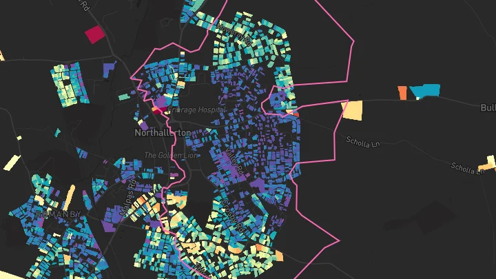 House price heatmap showing property values across Northallerton
