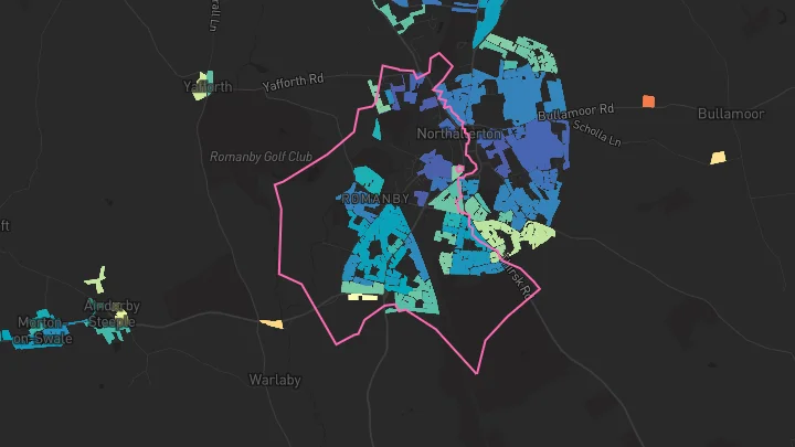 House price heatmap showing property values across Northallerton