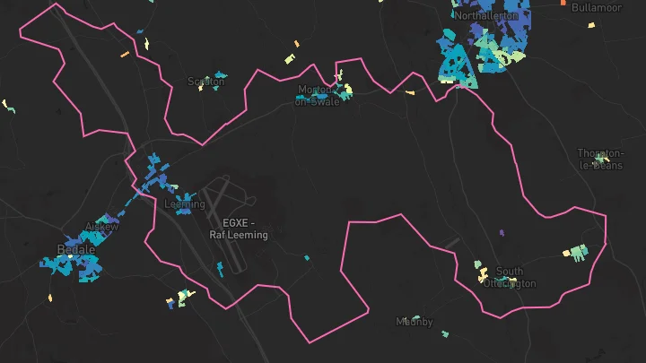 House price heatmap showing property values across Leeming Bar