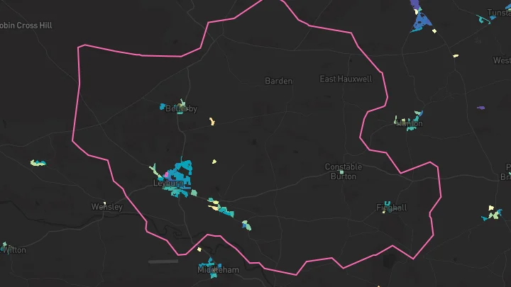 House price heatmap showing property values across Leyburn