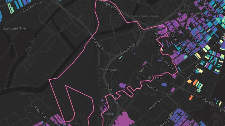 House price heatmap showing property values across Doncaster