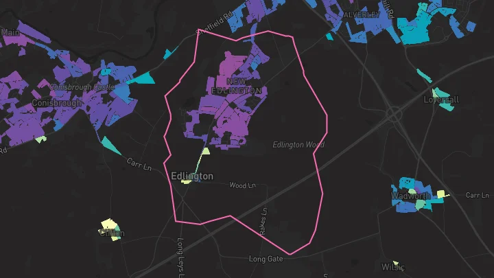 House price heatmap showing property values across Edlington
