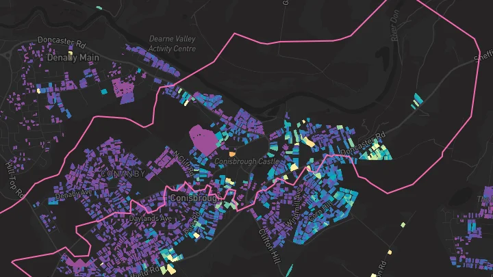 House price heatmap showing property values across Conisbrough
