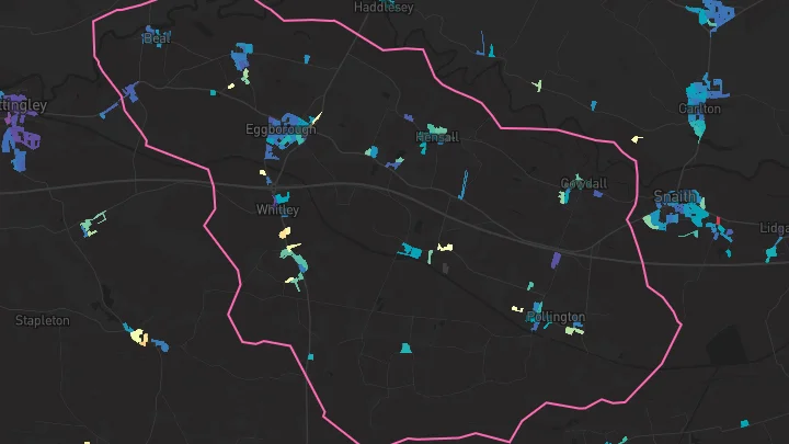 House price heatmap showing property values across Eggborough