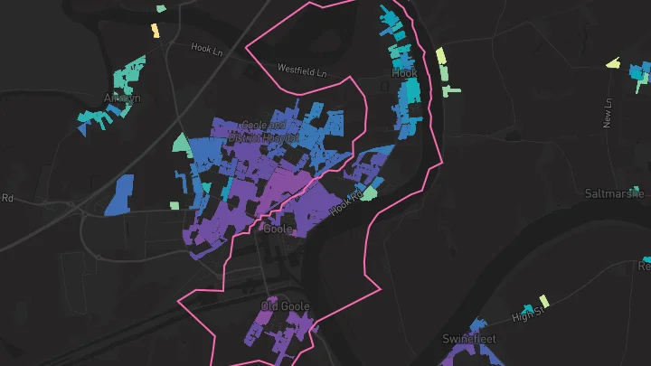 House price heatmap showing property values across Goole
