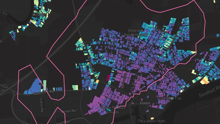 House price heatmap showing property values across Goole