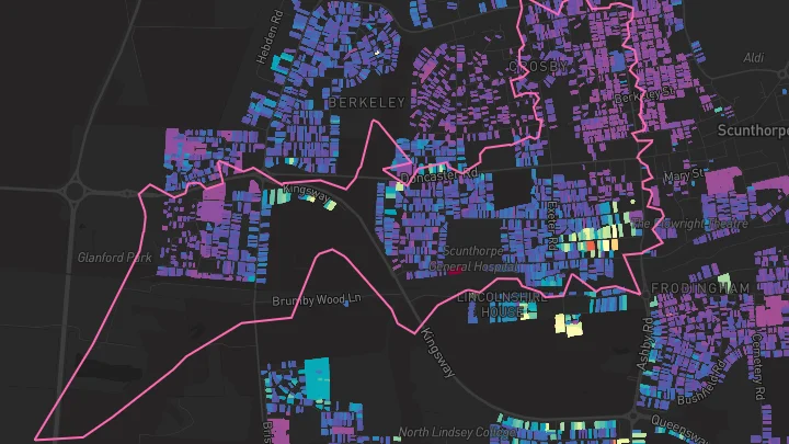 House price heatmap showing property values across Scunthorpe