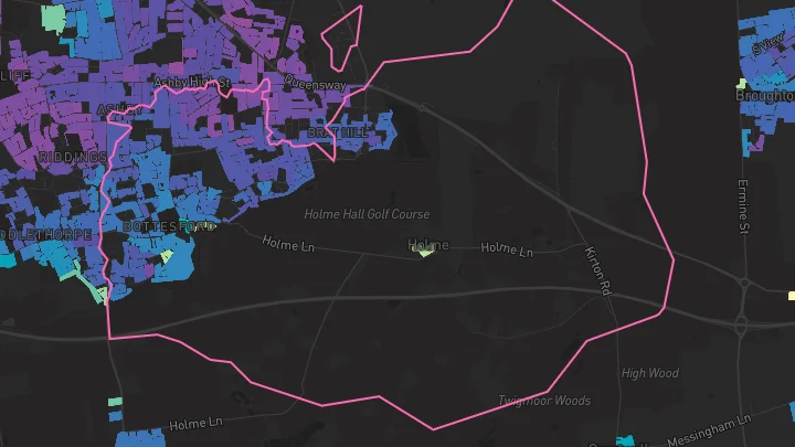 House price heatmap showing property values across Scunthorpe