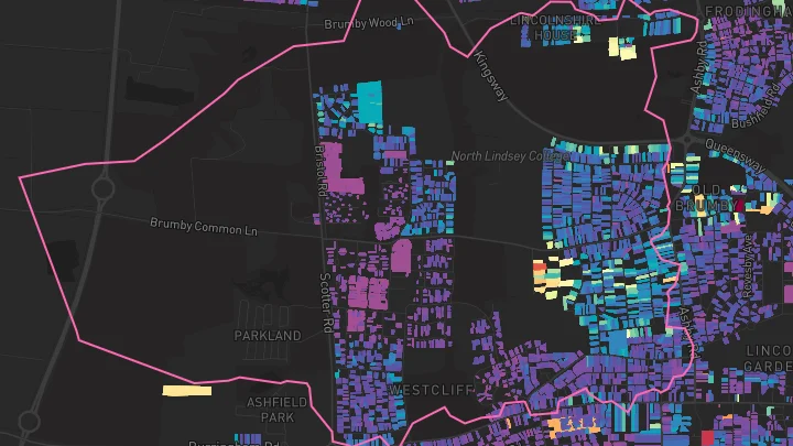 House price heatmap showing property values across Scunthorpe