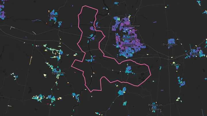 House price heatmap showing property values across Messingham