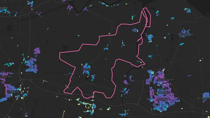 House price heatmap showing property values across Crowle