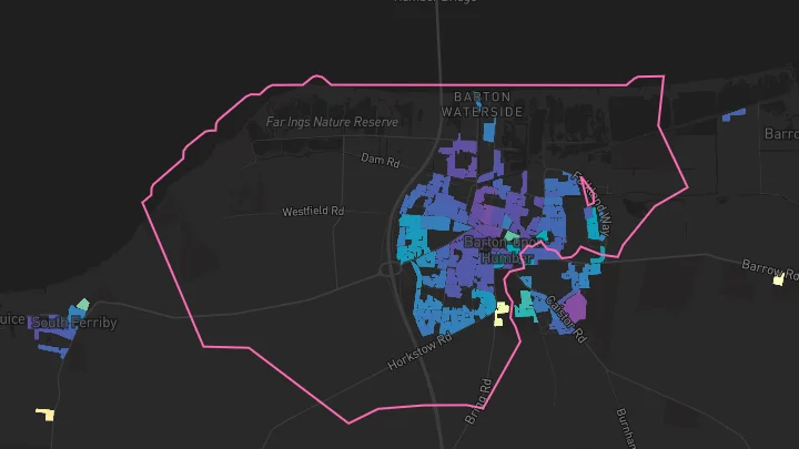 House price heatmap showing property values across Barton-Upon-Humber
