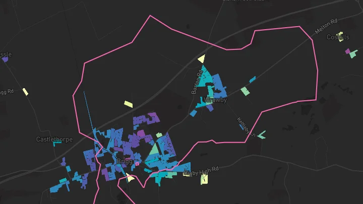 House price heatmap showing property values across Brigg