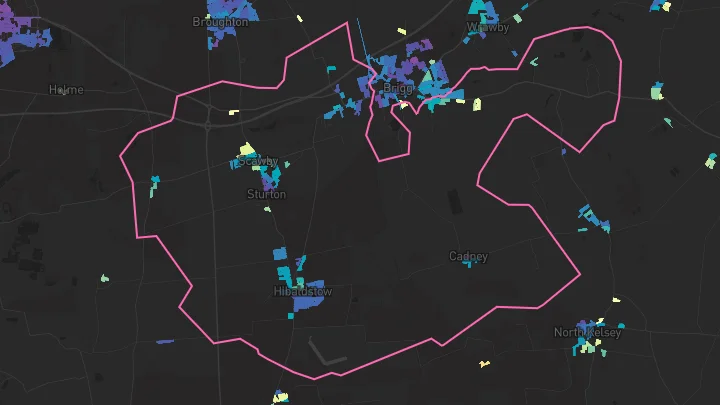 House price heatmap showing property values across Hibaldstow